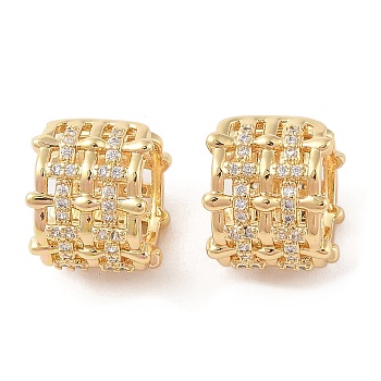 Rack Plating Brass Micro Pave Clear Cubic Zirconia Cuff Earrings for Women, Cadmium Free & Lead Free, Long-Lasting Plated, C-Shaped, Real 18K Gold Plated, 14x12mm