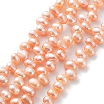 Natural Cultured Freshwater Pearl Beads Strands, Rice, PeachPuff, 6.5~8x5~5.5mm, Hole: 0.5mm, about 72pcs/strand, 13.82''(35.1cm)
