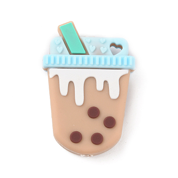 Drink Food Grade Eco-Friendly Silicone Beads, Coffee, 34x23x8.5mm, Hole: 2.8mm