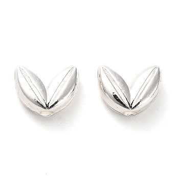 Alloy Beads, Long-Lasting Plated, Leaf, Silver, 7.5x10x4mm, Hole: 1.5mm