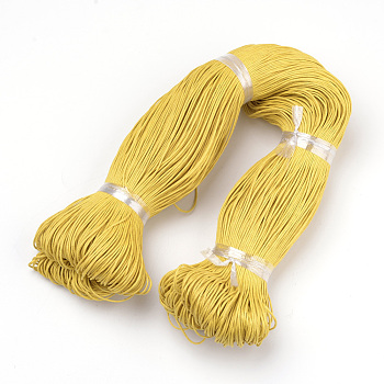 Waxed Cotton Cord, Gold, 1mm, about 360yard/bundle(330m/bundle)