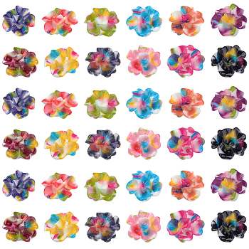 Spray Painted Resin Cabochons, Flower, Mixed Color, 14x13.5x6mm, 50pcs/box