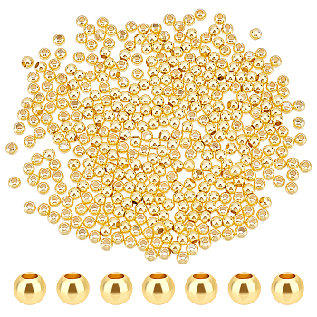 Elite Brass Beads, Long-Lasting Plated, Rondelle, Golden, 3x2.5mm, Hole: 1.2mm, 500pcs/box