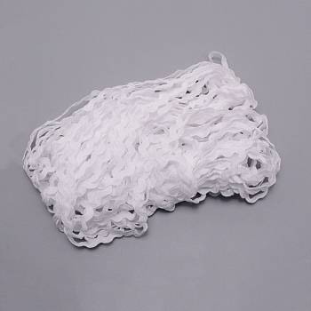 Wave Bending Fringe Trim, Sewing Ribbon, for Cloth Dress DIY Making Decorate, White, 1/4 inch~3/8 inch(5~8.5mm), about 22~25m/strand