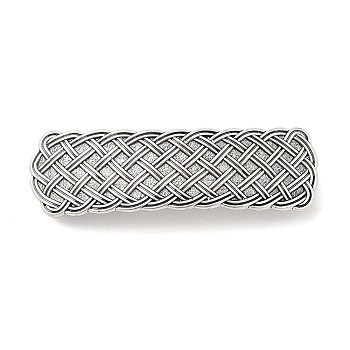 Alloy Retro Hair Barrettes, Hair Accessories for Women & Girls, Rectangle with Woven Pattern, Antique Silver, 82.5x25x13mm