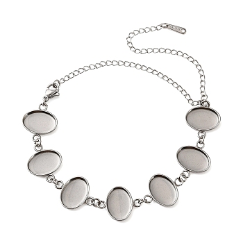 Non-Tarnish 304 Stainless Steel Bracelet Making, with Oval Tray, Stainless Steel Color, 8.86 inch(22.5cm), Tray Size: 14x10mm