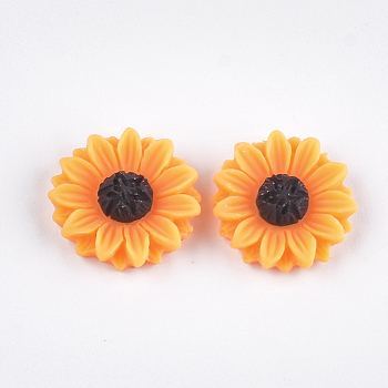 Resin Cabochons, Sunflower, Dark Orange, 15x5mm