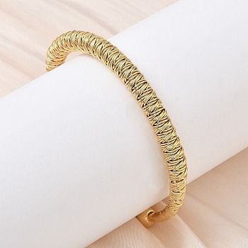 Brass Coiled Wire Cuff Bangles for Women, Long-Lasting Plated, Rack Plating, Cadmium Free & Lead Free, Real 18K Gold Plated, Inner Diameter: 2.05x2.13 inch(5.2x5.4cm)