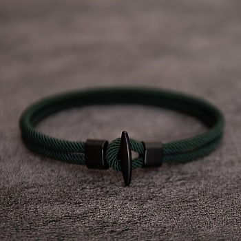 Nylon Cord Bracelets for Men Women, with Plastic Clasps, Dark Slate Gray, 2-3/8 inch(6cm)