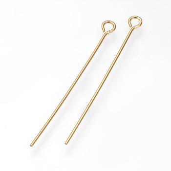 304 Stainless Steel Eye Pin, Golden, 25mm, Hole: 2mm, Pin: 0.7mm