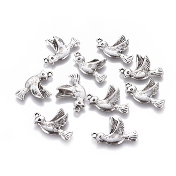 Alloy Pendants, Lead Free and Cadmium Free, Antique Silver, Bird, about 22mm long, 15mm wide, 3mm thick, hole: 1.5mm