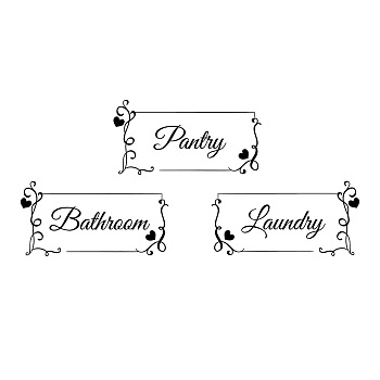 PVC Wall Stickers, for Home Living Room Bedroom Decoration, Black, Sign Pattern, 730x350mm