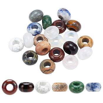 Natural Gemstone European Large Hole Beads, Rondelle, 14~15x7~10mm, Hole: 5~6mm, 20pcs/box