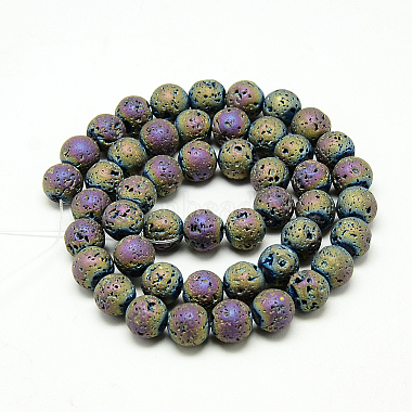Electroplate Natural Lava Rock Beads Strands(X-G-T058-03E-6MM)-2
