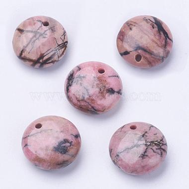 PearlPink Flat Round Rhodonite Pendants