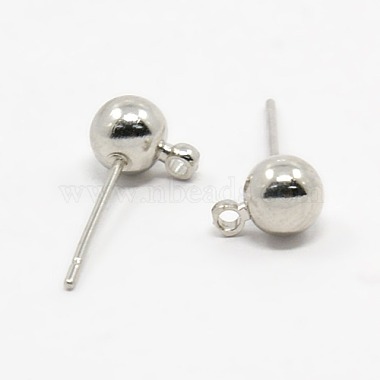 Platinum Round Brass Stud Earring Findings