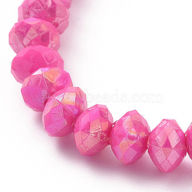 8Pcs 8 Color Opaque Acrylic Faceted Rondelle & Flower Beaded Stretch Bracelets(BJEW-JB09100)-6