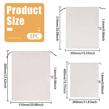 3pcs 3 styles sacs &agrave; cordon en flanelle(ABAG-CO0001-01)-2