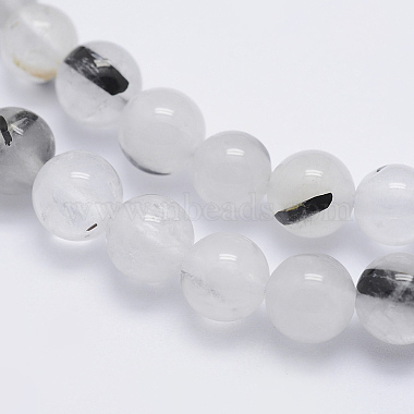 Natural Tourmalinated Quartz Beads Strands(G-P336-02A-6mm)-3