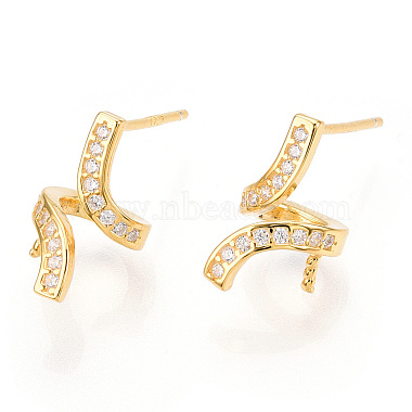 925 Sterling Silver Stud Earring Findings Micro Pave Cubic Zirconia(STER-T007-18G)-3