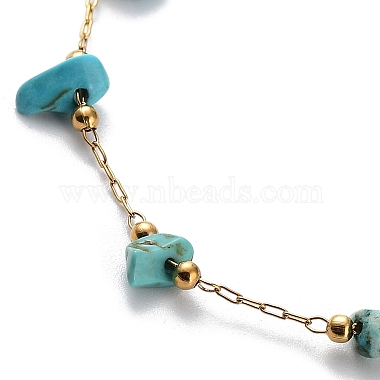 Synthetic Turquoise Chips Beaded Chain Bracelets(BJEW-G692-01A)-2