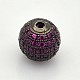 CZ Brass Micro Pave Grade AAA Magenta Color Cubic Zirconia Round Beads(KK-O065-10mm-08B-NR)-1