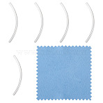 5Pcs 925 Sterling Silver Tube Beads, Curved Tube, 1Pc Suede Fabric Square Silver Polishing Cloth, Silver, 40x2mm, Hole: 1.4mm(STER-TA0001-54)
