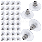 100Pcs Brass Bullet Clutch Earring Backs with Pad, for Stablizing Heavy Post Earrings, with Plastic Pads, Ear Nuts, Platinum, 12x7mm(KK-YW0002-43P)