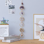 Flat Round with Tree of Life Natural Gemstone Chips Chandelier Hanging Suncatcher, with Iron Ring, for Car Window Home Garden Ornament, 760mm(AJEW-Q143-03)