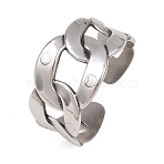 Non-Tarnish 304 Stainless Steel Curb Chain Shape Cuff Ring for Women, Stainless Steel Color, US Size 8 1/2(18.5mm)(RJEW-C025-31P)