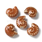 Handmade Porcelain Beads, Snail, Chocolate, 20~21x16~17x9~10.5mm, Hole: 2~3mm(PORC-L080-F19)