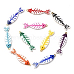 201 Stainless Steel Pendants, with Enamel, Fishbone Charms, Mixed Color, 39.5x11.5x3.5mm, Hole: 1.5mm(STAS-F324-02A)
