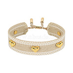 Adjustable Polyester & Alloy Slider Bracelets, Macrame Bracelets for Women, with Tassels, Heart, with Tassels, Tan, 5.91 inch(15cm)(FS-WG54A06-04)