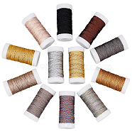 12 Rolls 12 Colors Polyester Cord, for Chinese Knotting, with PET Box, Mixed Color, 0.8mm, about 24.06 Yards(22m)/roll, 1 color/roll(OCOR-WH0066-68)