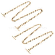 Iron Curb Chain Bag Strap, with Bar, Bag Replacement Accessories, Light Gold, 61.5x0.7x0.2cm(FIND-WH0071-34B-LG)