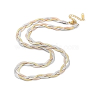 Ion Plating(IP) 304 Stainless Steel Herringbone Chain Necklaces for Women, Multi-color, 18-1/4 inch(46.2cm)(NJEW-F318-01M)