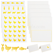 8 Sheets 4 Styles PVC Waterproof Self-Adhesive Sticker, Cartoon Decals for Gift Cards Decoration, with 60Pcs Paper Table Place Cards, Animals, Gold, Self-Adhesive Sticker: 165x140x0.2mm, Sticker: 25x25mm, 2 sheets/style(STIC-OC0001-13A)