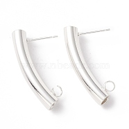 304 Stainless Steel Stud Earring Findings, with 316 Surgical Stainless Steel Pins and Vertical Loops, Tube, 925 Sterling Silver Plated, 30x5mm, Hole: 2.5mm, Pin: 0.7mm(STAS-P308-07S)