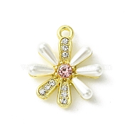 Alloy and Rhinestone Pendant, with Resin, Flower, Golden, 19x16x5mm, Hole: 1.6mm(FIND-Z045-01B-G)