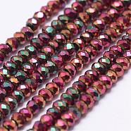 Electroplate Glass Beads Strands, Full Plated, Faceted, Rondelle, Colorful, 2.5x1.5~2mm, Hole: 0.5mm, about 185~190pcs/strand, 13.7 inch~14.1 inch(EGLA-K010-FP03)