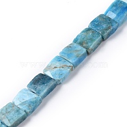 Natural Apatite Beads Strands, Faceted, Square, 9~12x9~11x4~7mm, Hole: 1mm, about 35~38pcs/strand, 15.24~15.43 inch(38.7~39.2cm)(G-G996-A14)