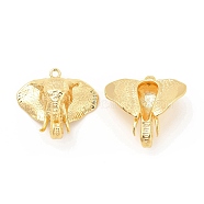 Brass Pendants, Elephant Charm, Real 18K Gold Plated, 20x20.5x10mm, Hole: 1.5mm(KK-B062-01G)