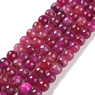 Natural Agate Beads Strands, Dyed & Heated, Faceted, Round, Medium Violet Red, 10mm, Hole: 0.8mm, about 37pcs/strand, 14.96''(38cm)(G-M437-C01-01H)