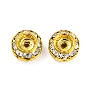 Brass Rhinestone Beads, Flat Round, Golden, 9x5mm, Hole: 1.5mm(RB-F035-04G)