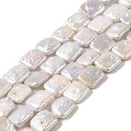 Natural Keshi Pearl Beads Strands, Baroque Pearls, Cultured Freshwater Pearl, Square, Grade 5A, PapayaWhip, 11.5~13.5x10.5~12x4.5~6mm, Hole: 0.6mm, about 32~66pcs/strand, 14.76~14.96 inch(37.5~38cm)(PEAR-E016-044)