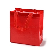Non-Woven Reusable Folding Gift Bags with Handle, Portable Waterproof Shopping Bag for Gift Wrapping, Rectangle, Red, 11x21.5x22.5cm, Fold: 28x21.5x0.1cm(ABAG-F009-A05)