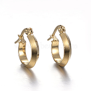 304 Stainless Steel Hoop Earrings, Golden, 15.5x13.5x3mm, Pin: 1x0.8mm(EJEW-P091-34G)