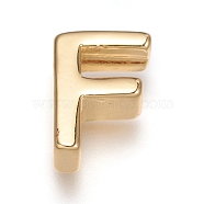 Brass Charms, Long-Lasting Plated, Letter, Letter.F, F: 8.5x6x3mm, Hole: 1.6mm(X-ZIRC-I037-01F-G)