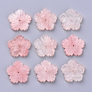 Cellulose Acetate(Resin) Beads, with Glitter Powder, Rainbow Gradient Mermaid Pearl Style, Flower, Light Coral, 19x20x3mm, Hole: 1mm(X-KY-N006-01B-A01)