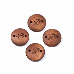 Wood Links Connectors, Flat Round with 12 Constellations, Dyed, Sagittarius, 15x4mm, Hole: 1.6mm(WOOD-S053-52D)